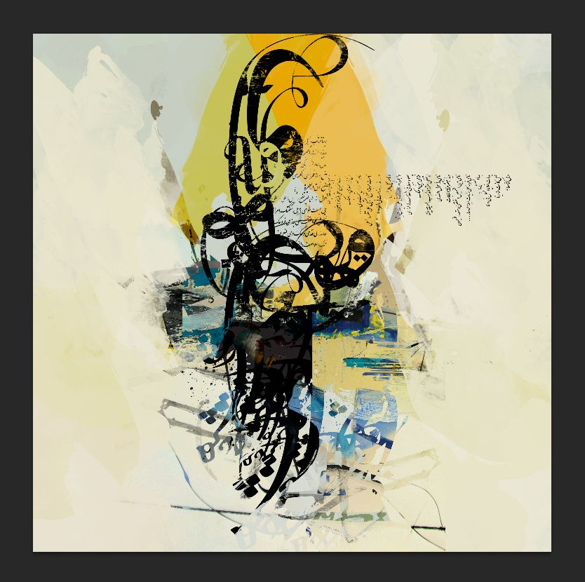 Mixed media 100x100 abstract artwork by: Khalid Shahin