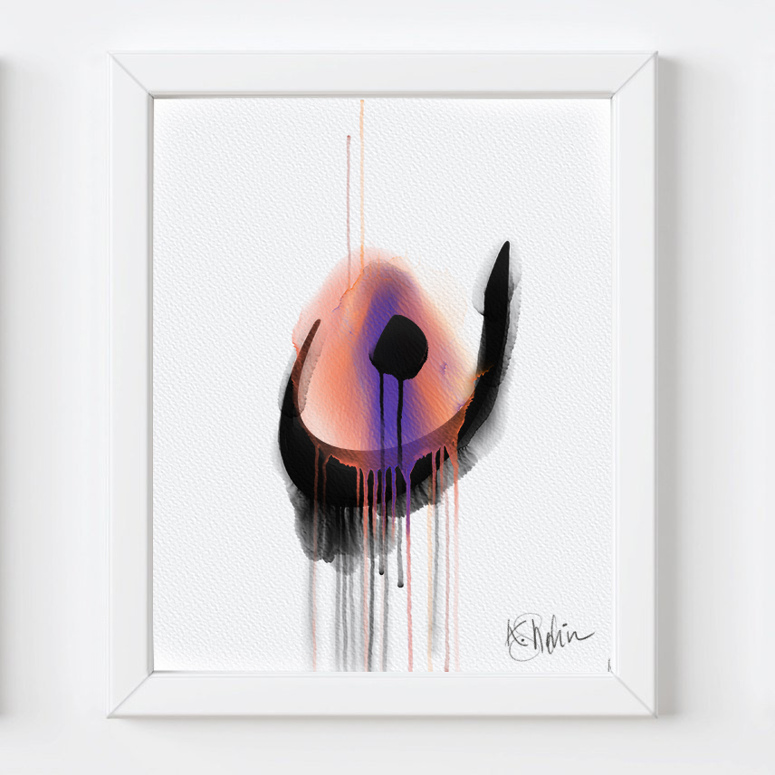 حرف النون بالألوان المائية